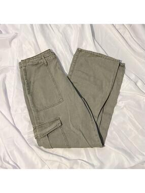 Cider Olive Green High Waisted Utility Cargo Pants